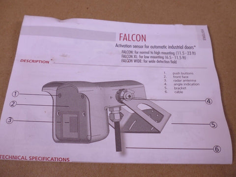 BEA 10FALCON XL Falcon Industrial Microwave Motion Detector Sensor Doors Gates