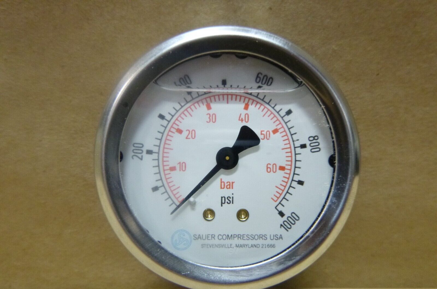 Sauer Compressor 2-1/2" Staniless Glycerine Filled Pressure Guage 1000 Psi 70Bar | Industrial MRO Replacement Parts, Manufacturing Machine Parts &amp; Components, Heavy Equipment Parts Supplier