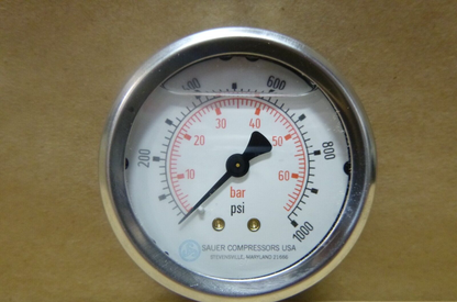 Sauer Compressor 2-1/2" Staniless Glycerine Filled Pressure Guage 1000 Psi 70Bar | Industrial MRO Replacement Parts, Manufacturing Machine Parts &amp; Components, Heavy Equipment Parts Supplier