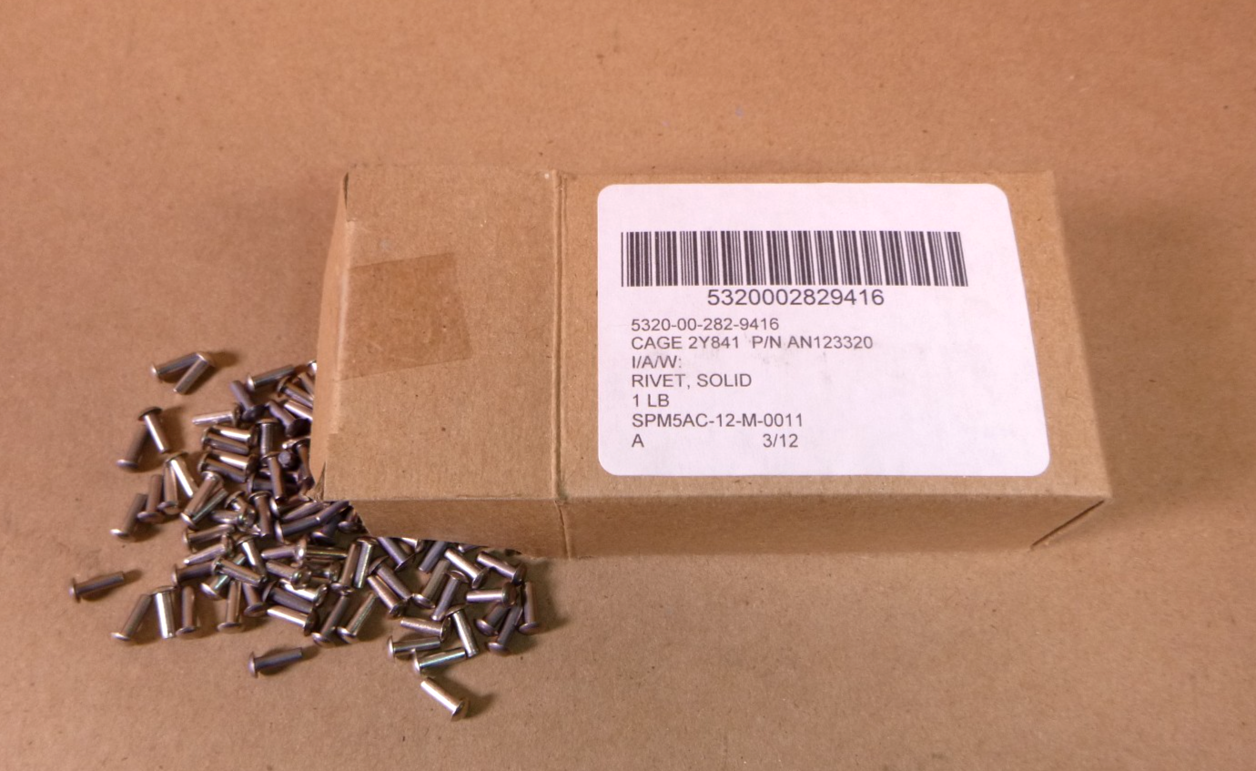 AN123320 USGI Inconel 600 Solid Rivet 5320-00-282-9416 (1 Lb. Box) | Industrial Replacement Nuts &amp; Bolts Distributor and Machinery Screws &amp; Fasteners Supply