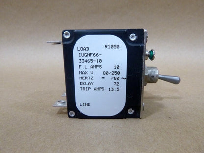 Airpax IUGNF66-33465-10 Magnetic Hydraulic Delay Circuit Breaker 10 Amp 2 Pole | Electrical MRO Replacement Parts &amp; Components and Commercial Electrical Supplies Company