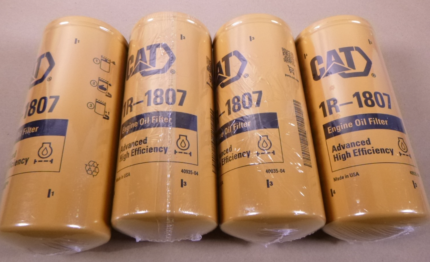 (Lot of 4) 1R-1807 Caterpillar Advanced High Efficiency Oil Filter 1R1807