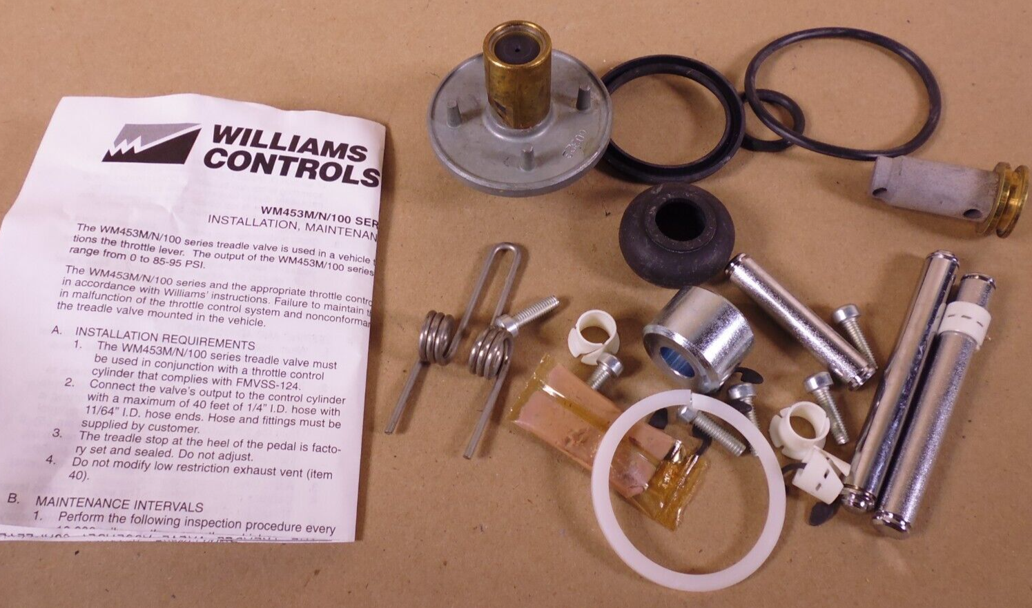 OEM Williams Controls R453M/N/100 WM453M/N/100 Series Treadle Valve Repair Kit | Industrial MRO Replacement Parts, Manufacturing Machine Parts &amp; Components, Heavy Equipment Parts Supplier