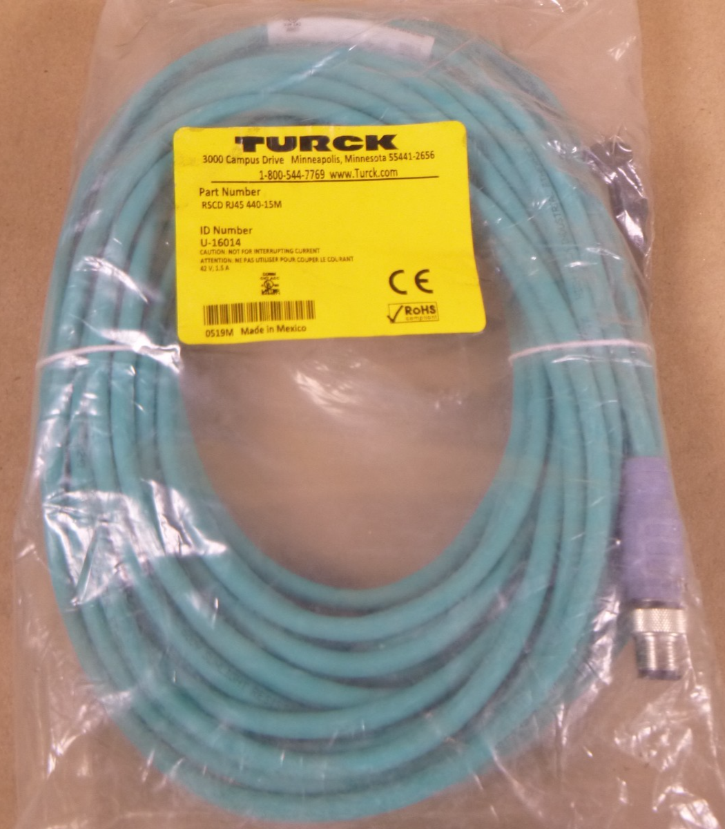 TURCK RSCD RJ45 440-15M, U-16014 Industrial Ethernet Cordset 4-Pin 42V 1.5A | Electrical MRO Replacement Parts &amp; Components and Commercial Electrical Supplies Company