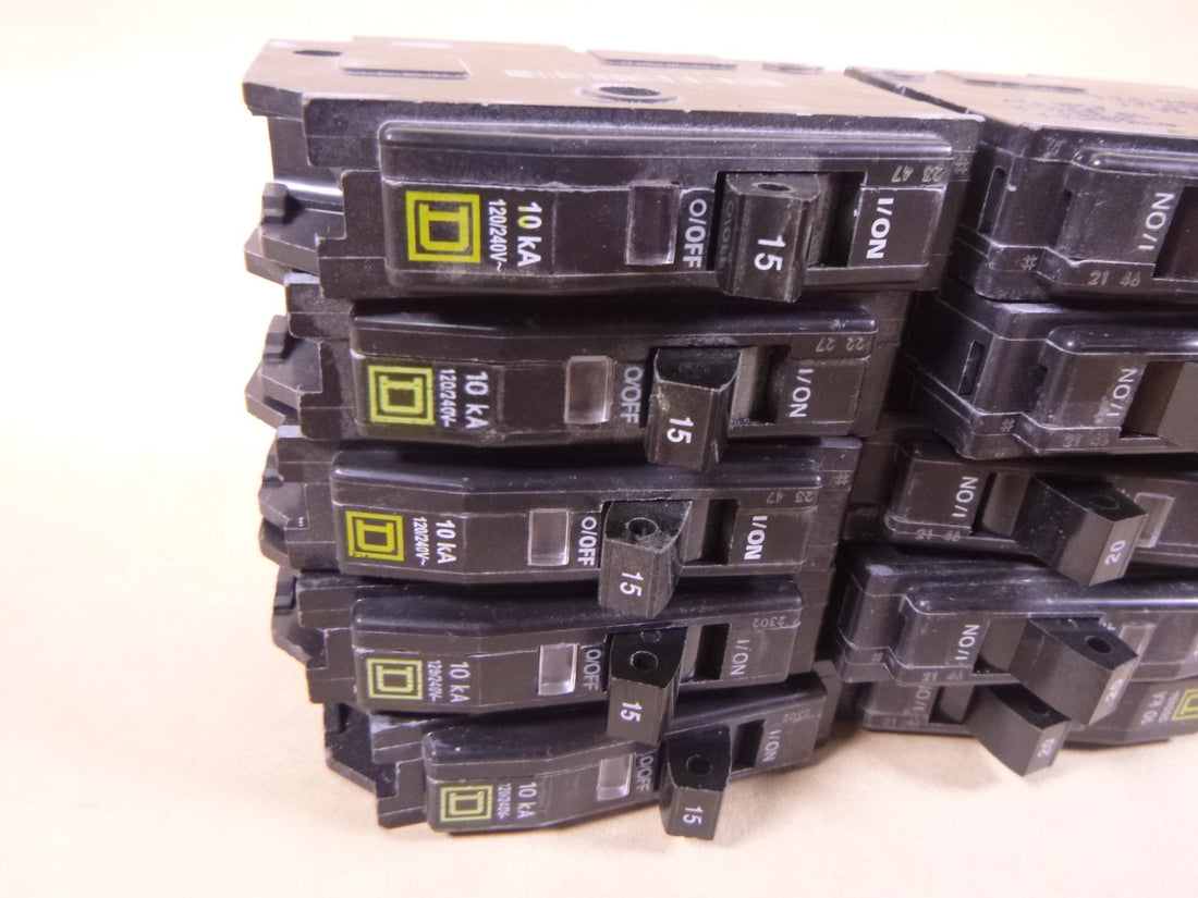 5 Square D QO120, 5 QO115 Snap In 1 Pole 20 &amp; 15 Amp Type QO Circuit Breaker | Electrical MRO Replacement Parts &amp; Components and Commercial Electrical Supplies Company