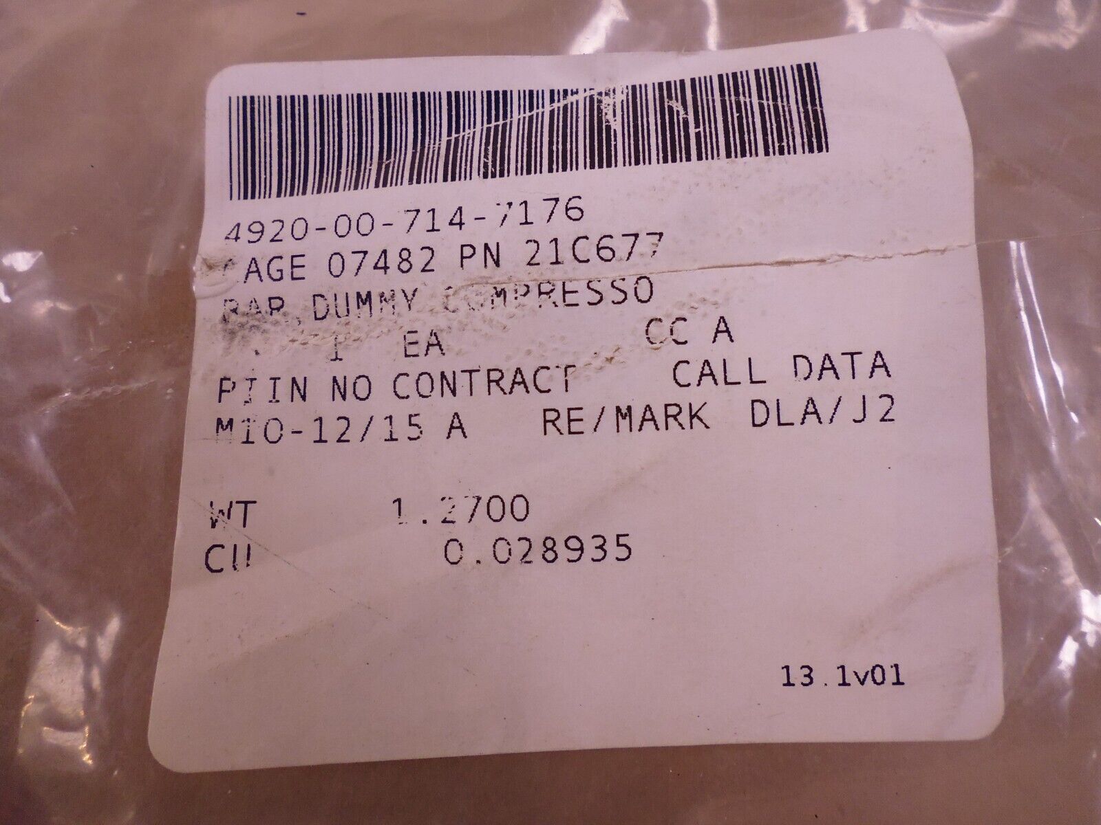 General Electric 21C677G1 GE 21C677 Dummy Compresso Bar , 4920-00-714-7176 | Industrial MRO Tools and Replacement Industrial Equipment Components