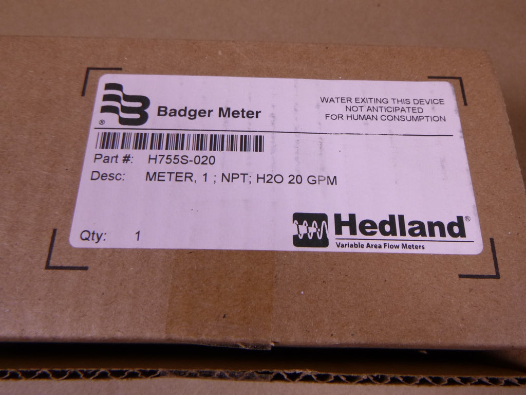 H755S-020 Hedland Badger Flow Meter 1" NPT , Water H2O , 20 GPM | Industrial MRO Replacement Parts, Manufacturing Machine Parts & Components, Heavy Equipment Parts Supplier