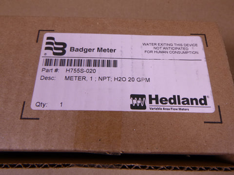 H755S-020 Hedland Badger Flow Meter 1" NPT , Water H2O , 20 GPM | Industrial MRO Replacement Parts, Manufacturing Machine Parts & Components, Heavy Equipment Parts Supplier