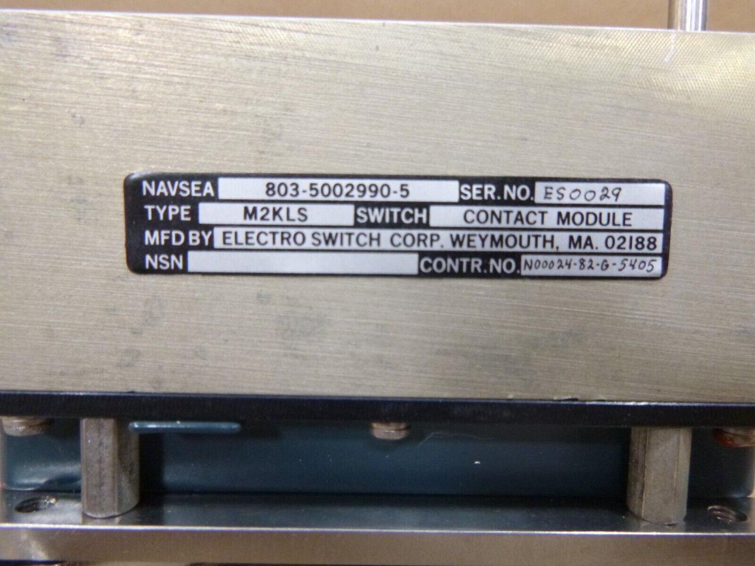 Electro Switch Electrical Contact Assy 803-5002990-5, 256-25-2, 5999-01-245-9560 | Industrial MRO Replacement Parts, Manufacturing Machine Parts &amp; Components, Heavy Equipment Parts Supplier