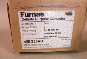 45EG20AG Furnas 2 Pole 30A 600V Class 45 Definite Purpose Contactor | Electrical MRO Replacement Parts & Components and Commercial Electrical Supplies Company
