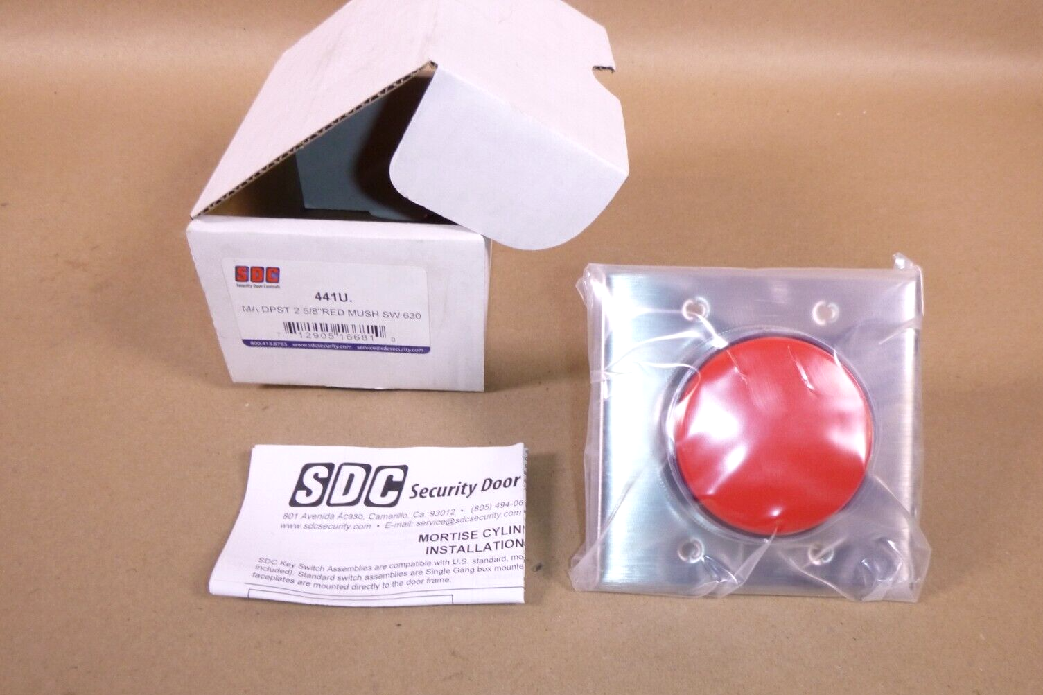 Security Door Controls 441U, 2-1/2" Mushroom Button Exit / Access Switch DPST | Industrial MRO Replacement Parts, Manufacturing Machine Parts &amp; Components, Heavy Equipment Parts Supplier