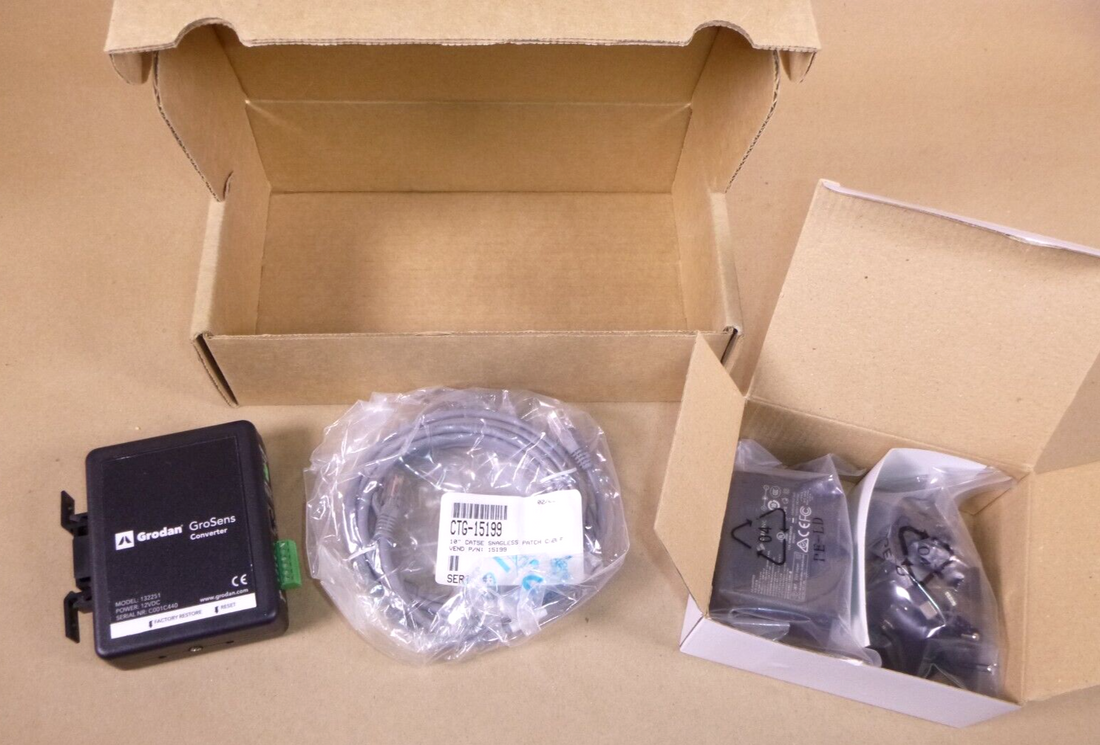New Grodan GroSens Converter 132251, 12 Vdc W/ Ethernet Cable &amp; Power Cord | Electrical MRO Replacement Parts &amp; Components and Commercial Electrical Supplies Company