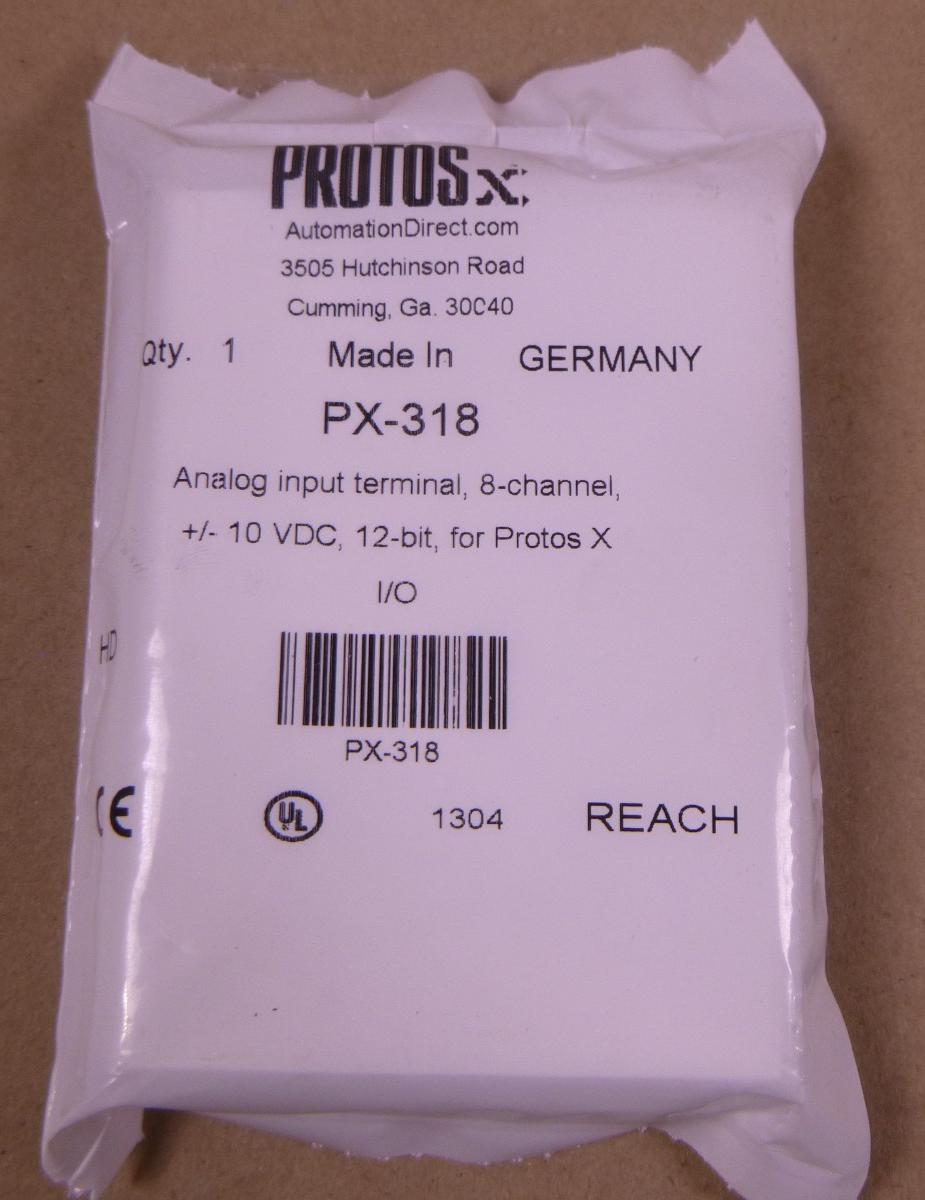 Automation Direct PX-318 Protos X Analog Input Terminal 8-Channel 10VDC 12-Bit | Electrical MRO Replacement Parts &amp; Components and Commercial Electrical Supplies Company