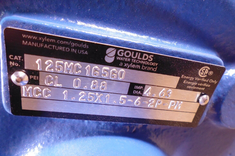 Goulds 125MC1G5G0 2HP Centrifugal Pump , 1-1/4 x 1-1/2 - 6, 3-Phase, 208-230/460