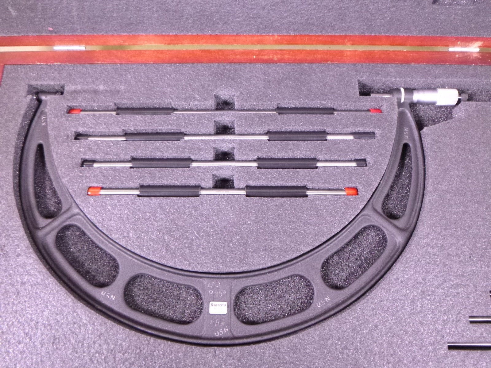 Starrett NO. 224 12-16" Anvil Outside Micrometer Set in Wood Case