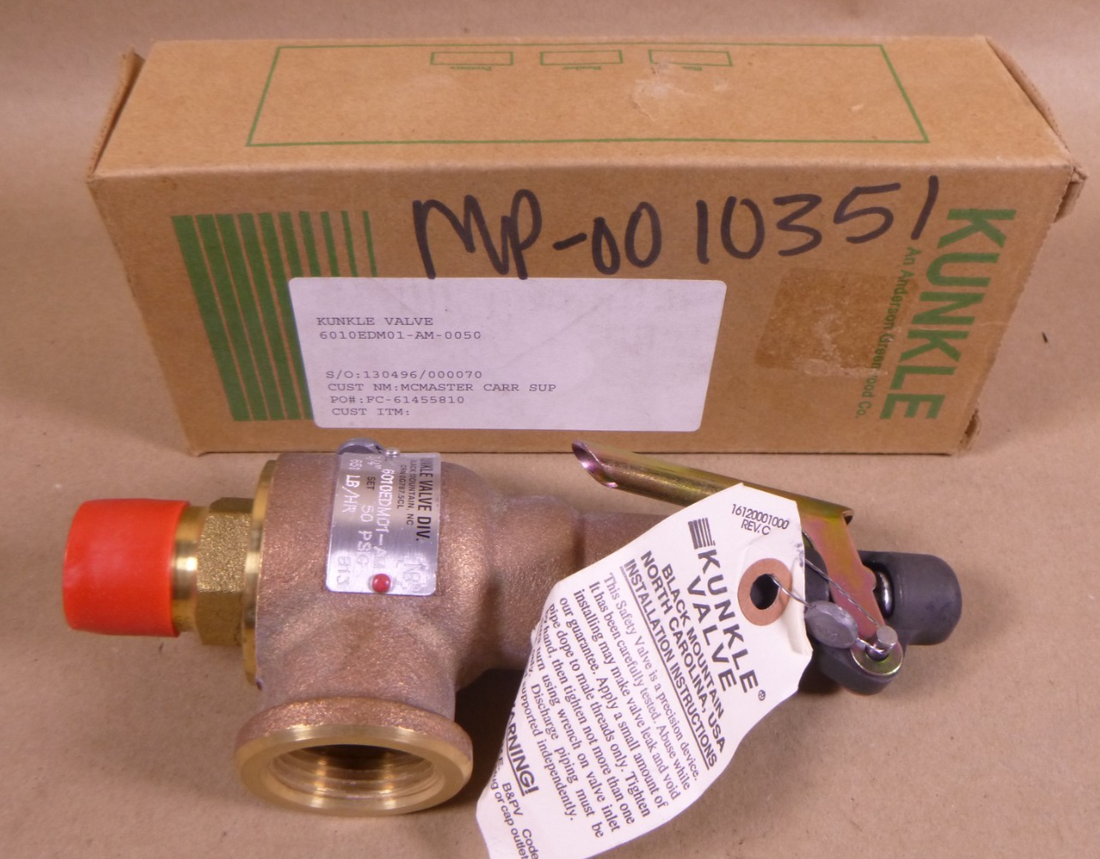 KUNKLE 6010EDM01-AM Bronze Safety Relief Valve 3/4" 50PSI 6010EDM01-AM-0050 | Industrial MRO Replacement Parts, Manufacturing Machine Parts &amp; Components, Heavy Equipment Parts Supplier