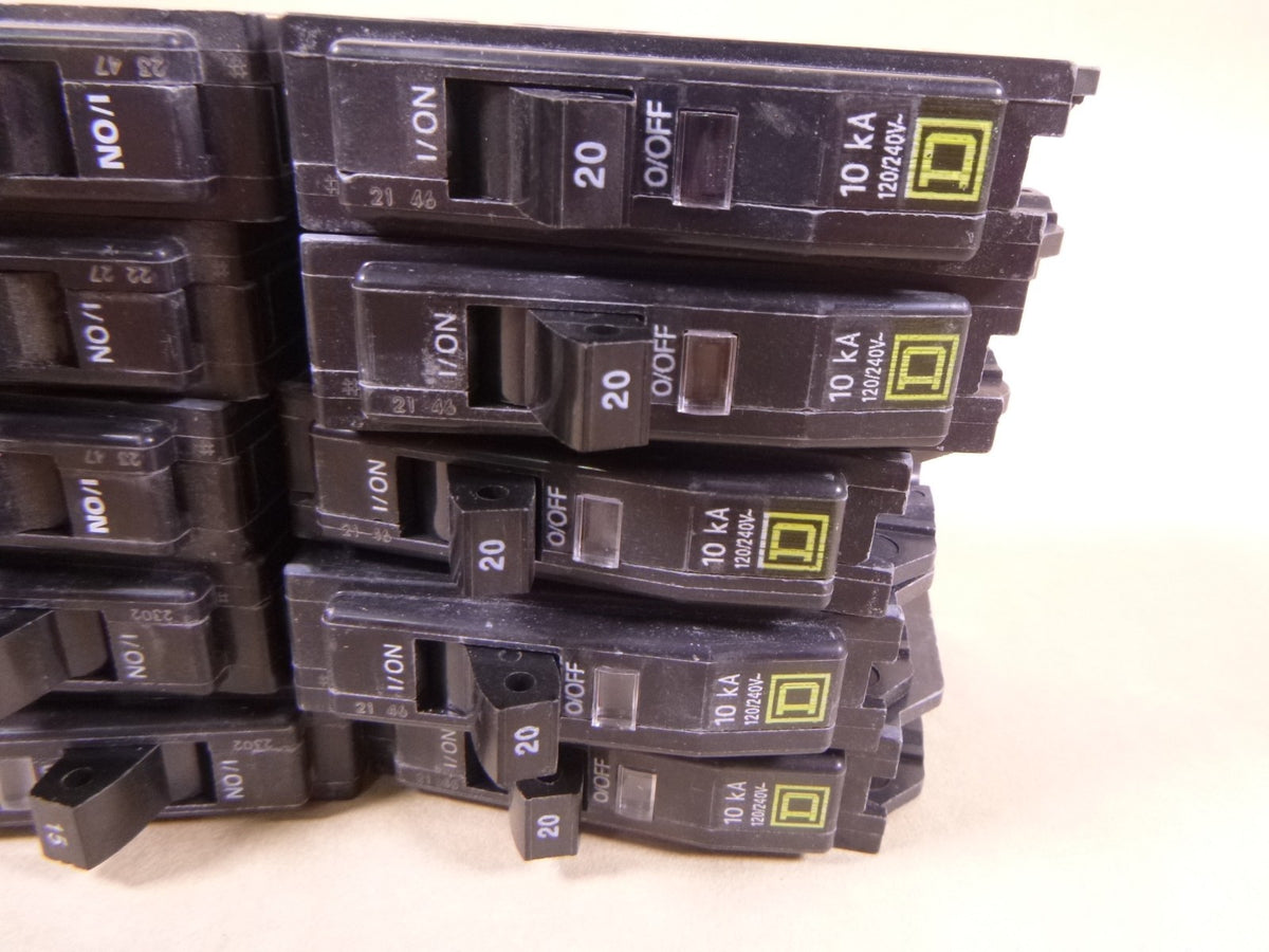 5 Square D QO120, 5 QO115 Snap In 1 Pole 20 &amp; 15 Amp Type QO Circuit Breaker | Electrical MRO Replacement Parts &amp; Components and Commercial Electrical Supplies Company