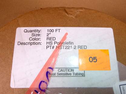 2" Inch Red Heat Shrink Tubing 100 Ft. Spool 2:1 Ratio HST221-2 | Industrial MRO Replacement Parts, Manufacturing Machine Parts &amp; Components, Heavy Equipment Parts Supplier