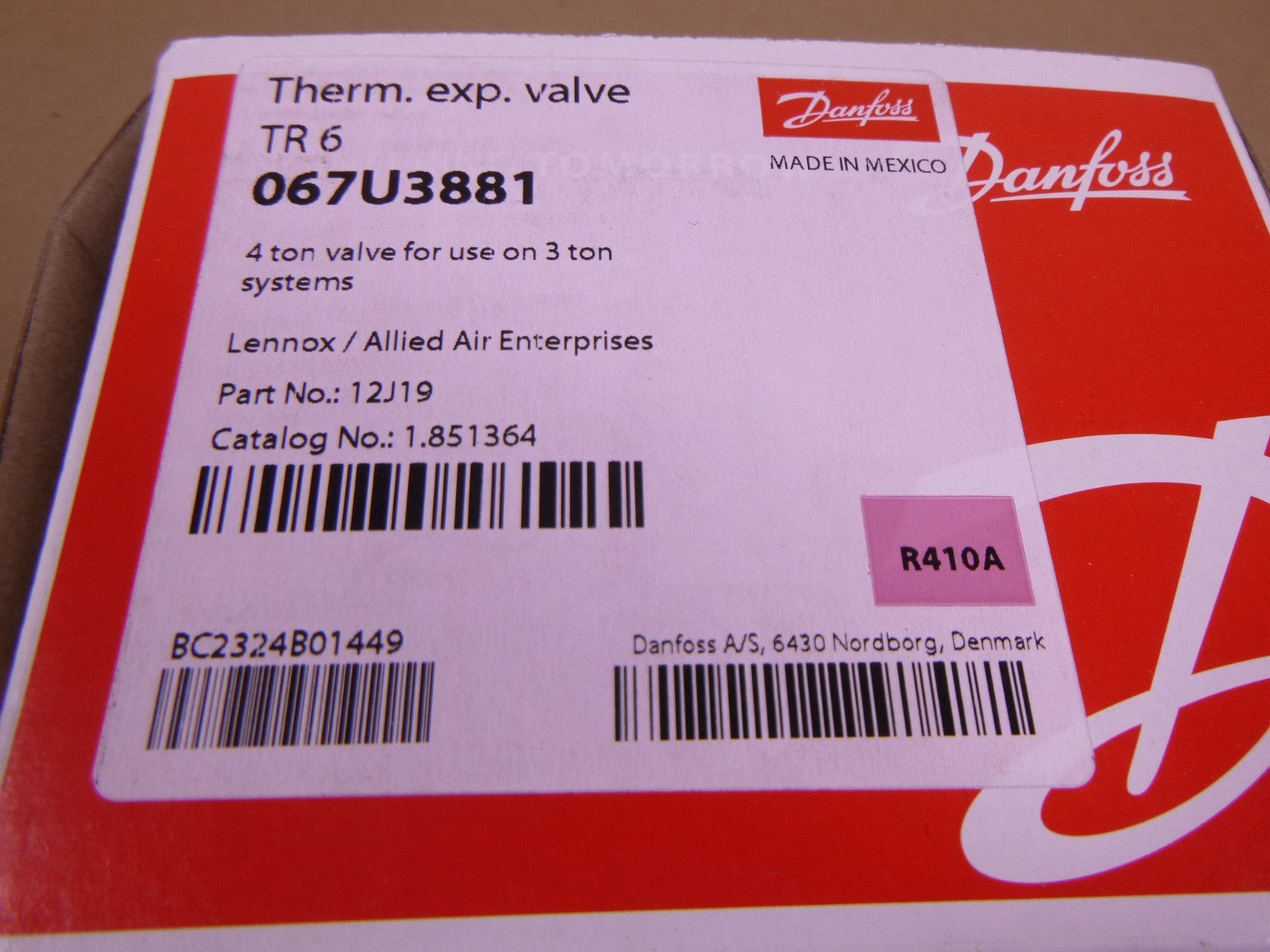 Danfoss 067U3881 12J19 Thermostatic Expansion Valve TR6 4 Ton For 3 Ton R-410A | Industrial MRO Replacement Parts, Manufacturing Machine Parts &amp; Components, Heavy Equipment Parts Supplier