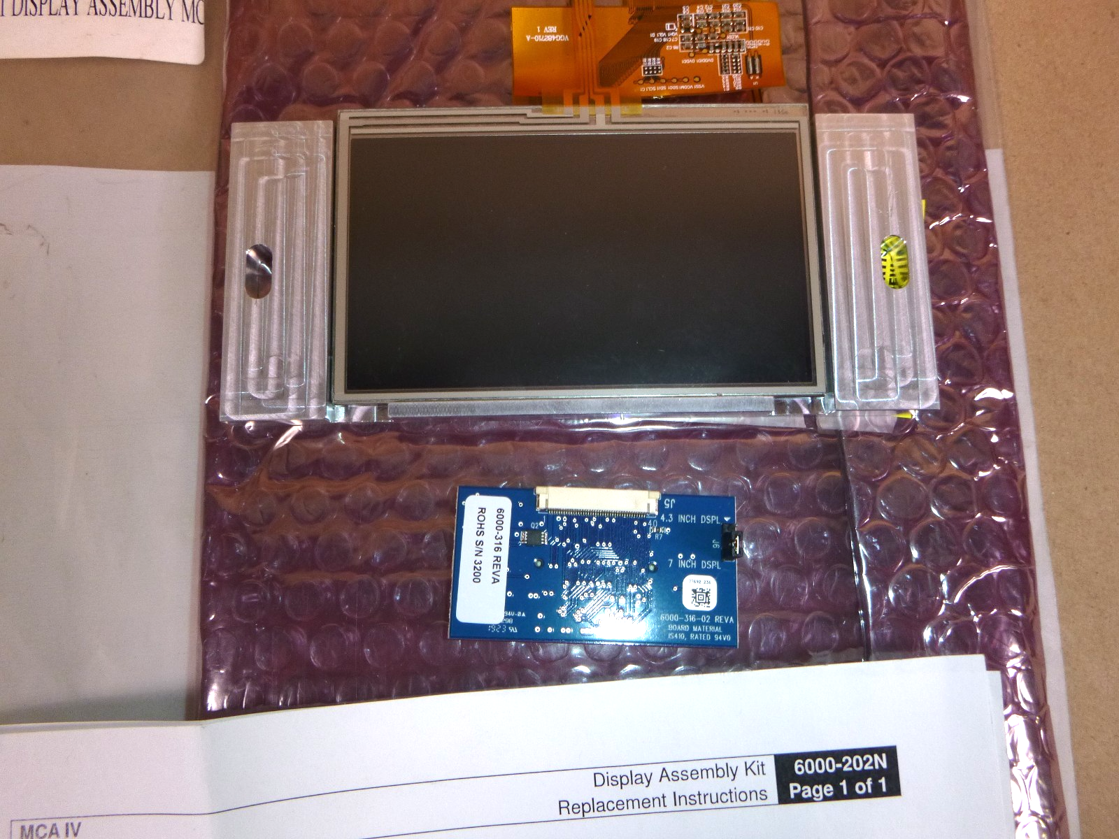 6000-202 Foxjet MCA IV Display Assembly Kit
