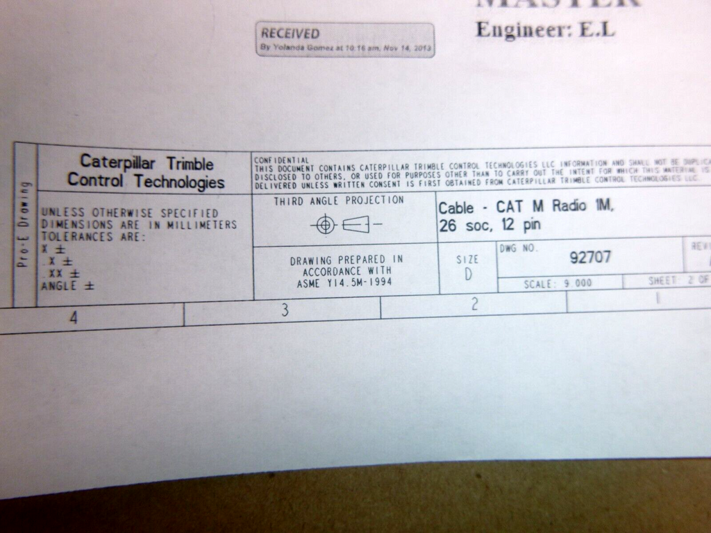 Caterpillar Trimble Control Technologies Cable Assembly 92707, CAT M Radio 1M | Industrial Tractor Parts Supplier and Surplus Tractor Parts & Accessories