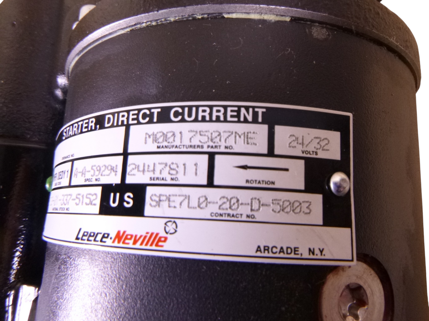 OEM Leece-Neville 24V/32V Starter M1070 M0017507ME , 1702680 , 2920-01-337-5152