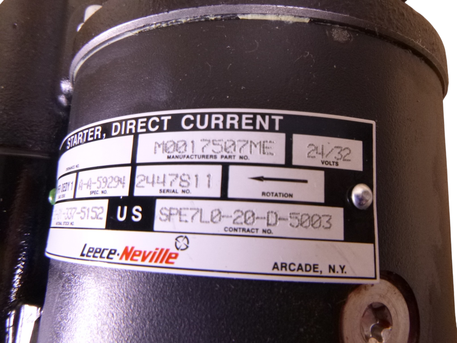 OEM Leece-Neville 24V/32V Starter M1070 M0017507ME , 1702680 , 2920-01-337-5152
