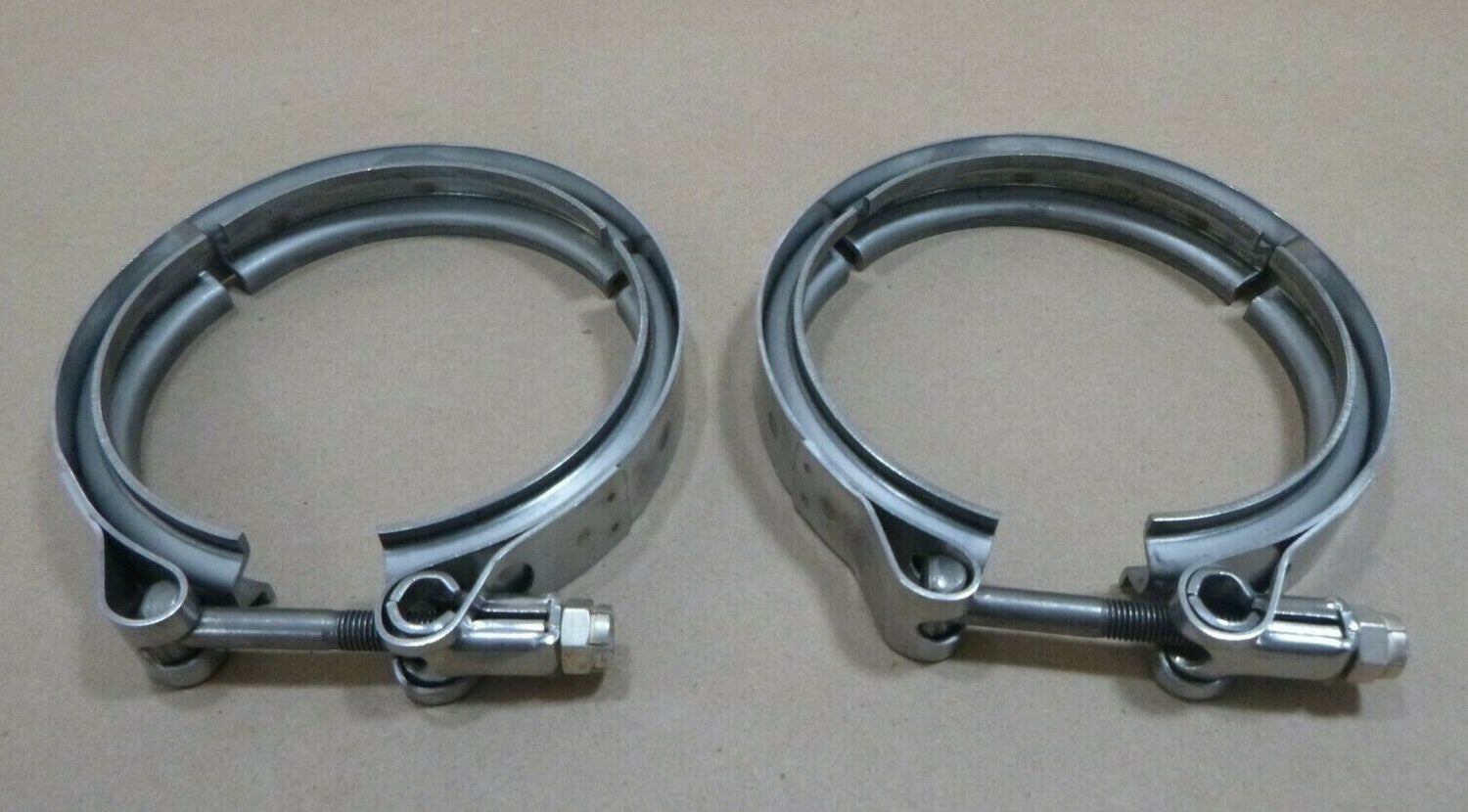 (2x) BREEZE STAINLESS STEEL PIPE CLAMP COUPLING 4-1/4" TO 4-1/2" TURBO EXHAUST | Industrial Replacement Nuts &amp; Bolts Distributor and Machinery Screws &amp; Fasteners Supply