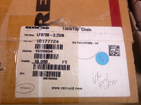 10 Ft. Rexnord 879B Side-flexing Solid Table Top Chain LF879K3-1/4, 10177724 | Industrial MRO Replacement Parts, Manufacturing Machine Parts & Components, Heavy Equipment Parts Supplier