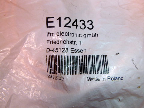 IFM Female cordset E12433, 10 Meter PVC Cable, M12 Connector, 8 Pin