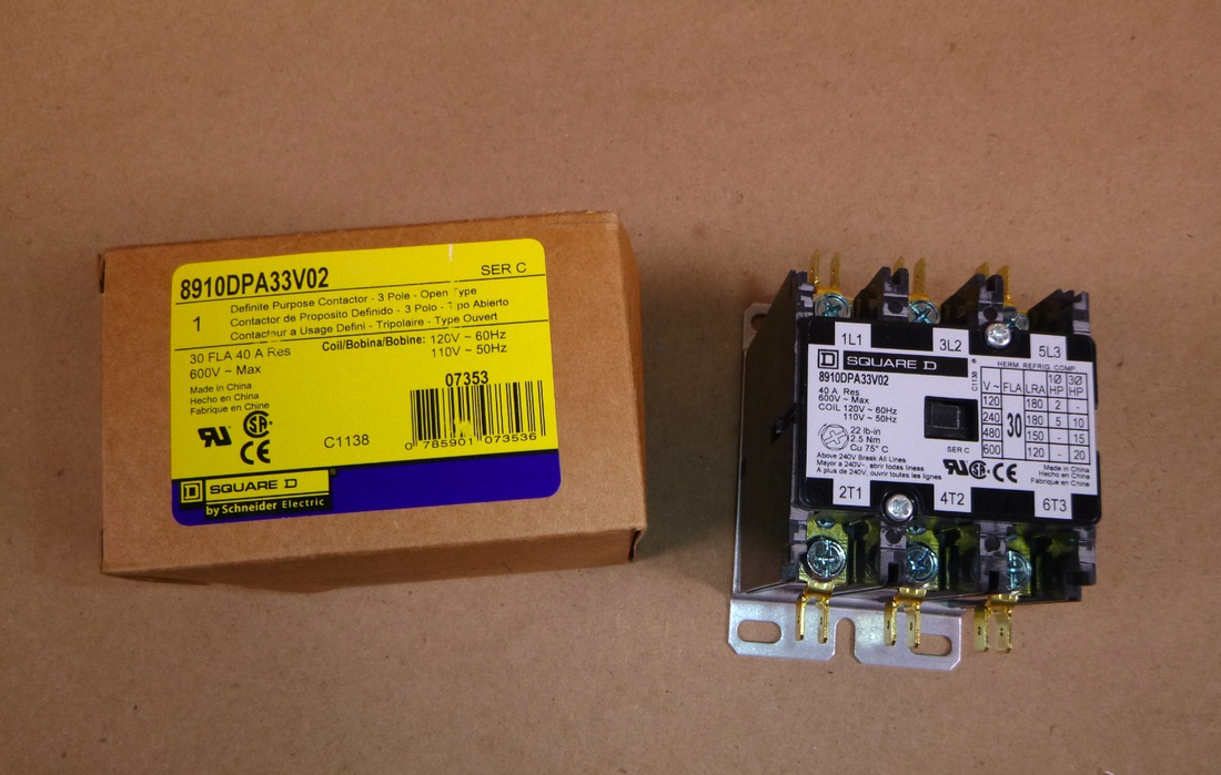 8910DPA33V02 Square D Schneider Electric Define Purpose Contactor 30A 120V Coil | Electrical MRO Replacement Parts &amp; Components and Commercial Electrical Supplies Company