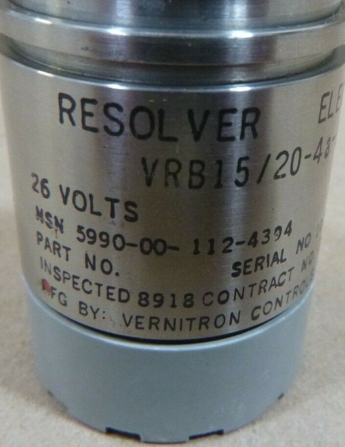 VERNITRON VRB15/20-4A-99 ELECTRICAL RESOLVER 26V , 5990-00-938-6296 | Industrial Electric Motors, Pumps &amp; Parts