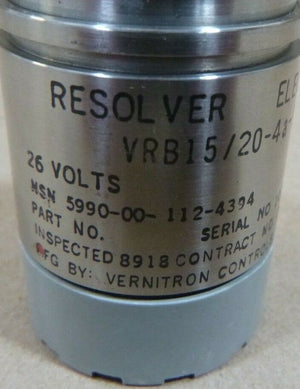 VERNITRON VRB15/20-4A-99 ELECTRICAL RESOLVER 26V , 5990-00-938-6296