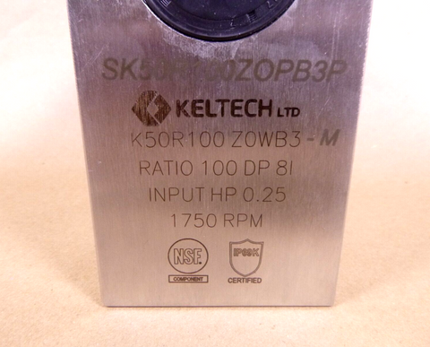 Keltech 316L SS Gearbox K50R , 17.5 Rpm, 63B14 Input, 1" Hollow Shaft , 100:1