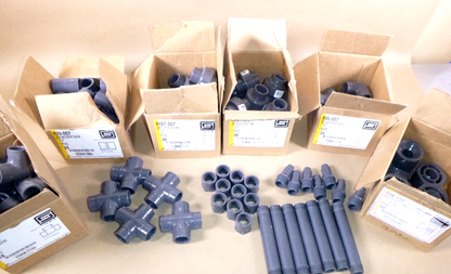 (Lot of 122) Spears 3/4" SCD 80 PVC Socket Couplings, Unions, Elbows, TEE&