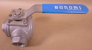 Bonomi 956N 1" FNPT 3-Way CF8M Stainless Steel Ball Valve , 1000 WOG