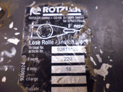 Rotzler GMBH Germany 9261012000 Snack Block , 220kN , 16-18mm Rope USED | Industrial MRO Tools and Replacement Industrial Equipment Components