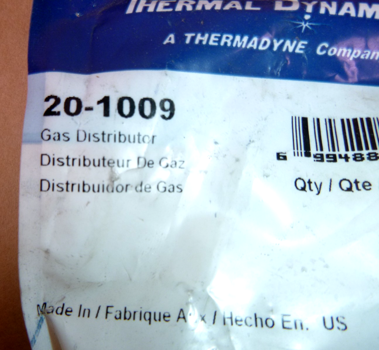 20-1009 Thermal Dynamics 300 Amp Plasma Gas Distributor / Swirl Ring