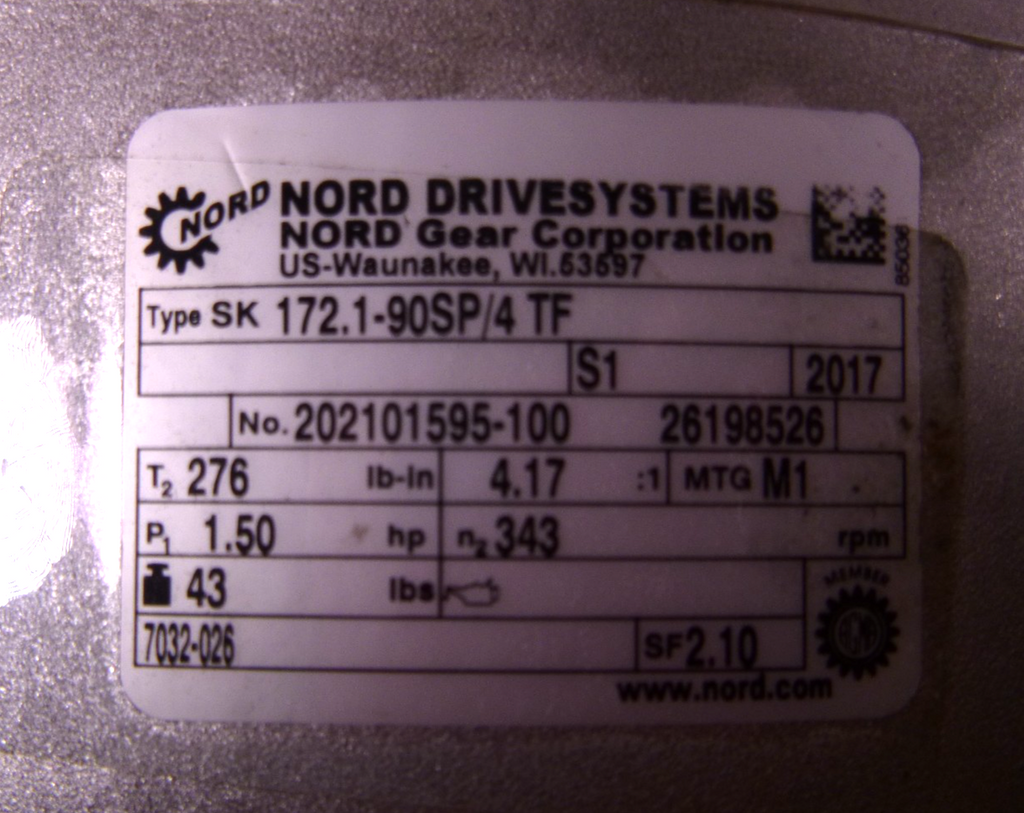 Nord SK172.1-90SP/4, Parellel Shaft Gearmotor, 1.5 HP, 3 Phase, 417 Rpm | Industrial Electric Motors, Pumps & Parts