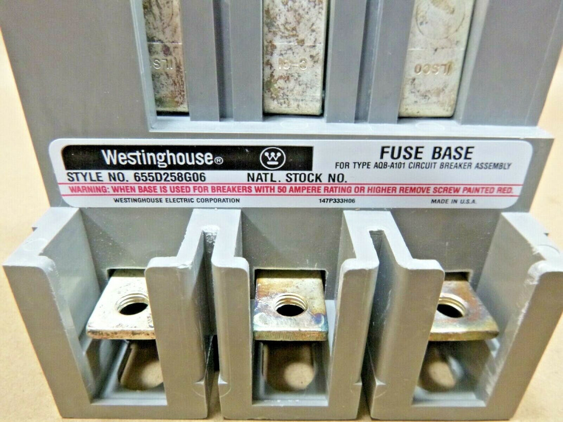 Westinghouse 655D258G06 Molded Case Naval Ships Fuse Base NSN 5920-01-216-6128 | Electrical MRO Replacement Parts &amp; Components and Commercial Electrical Supplies Company