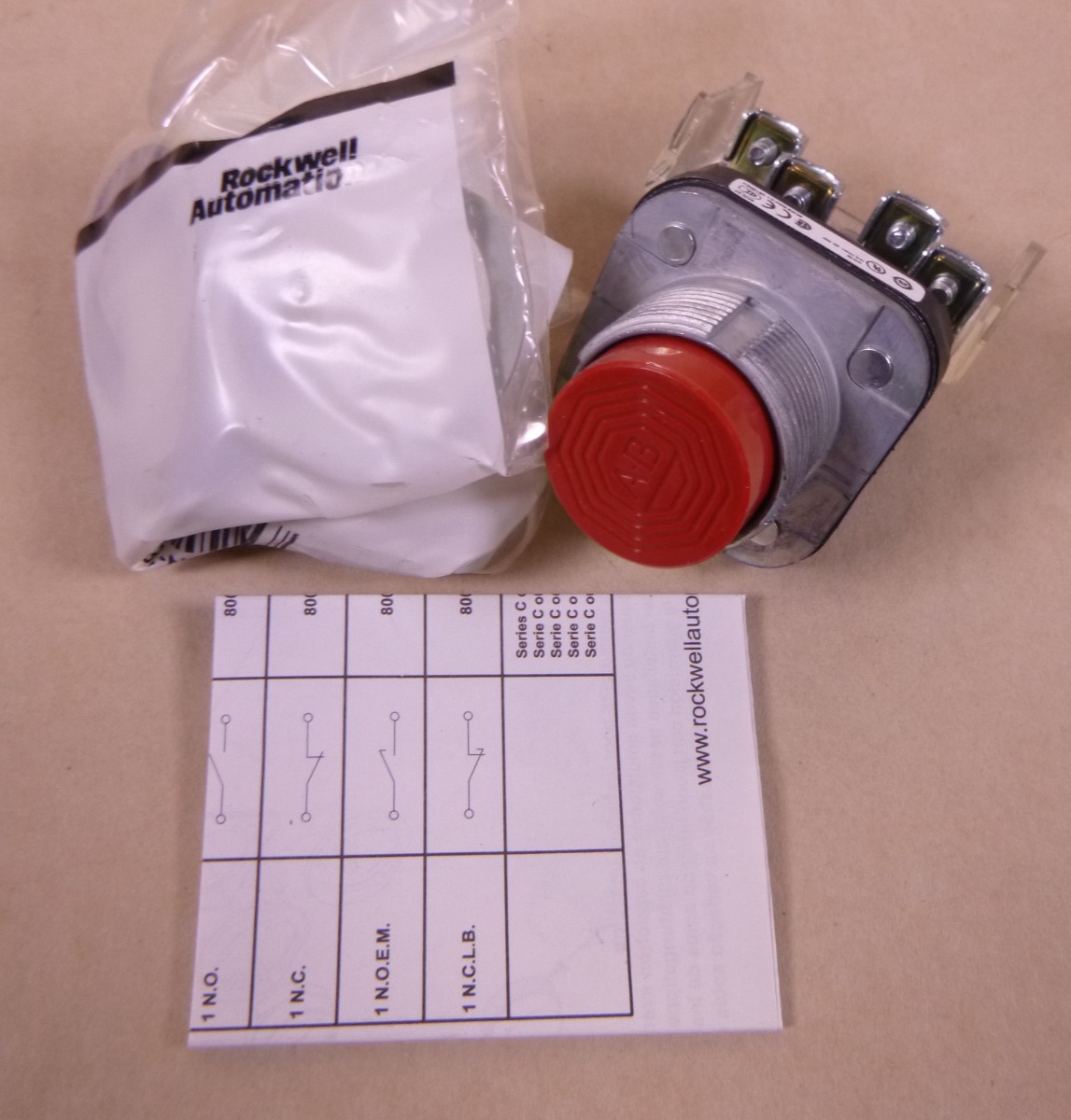 (2x) ALLEN BRADLEY 800T-B6A Pushbutton Extended Head Red 800T 30mm , Ser T | Electrical MRO Replacement Parts &amp; Components and Commercial Electrical Supplies Company