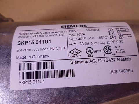 Siemens SKP15.011U1 Gas Valve Actuator 120V 50/60Hz