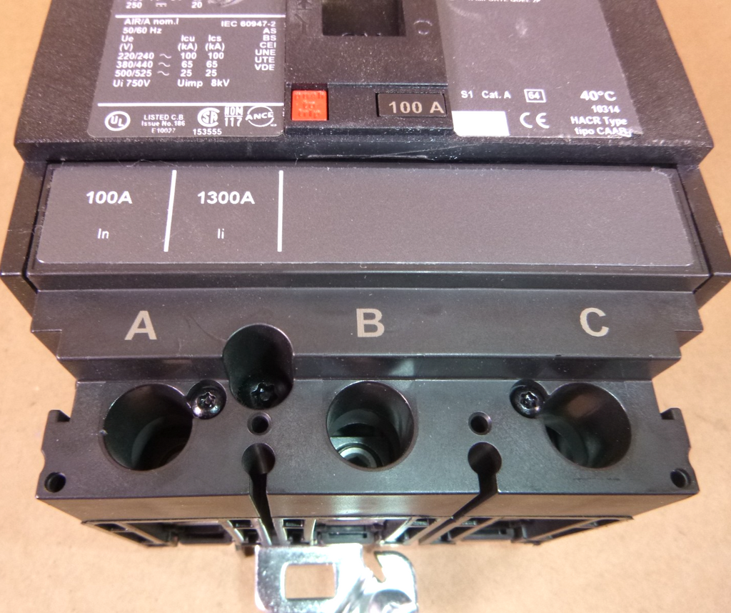 HJA36100 Square D Circuit Breaker, PowerPacT H, 100A, 3 pole, 600VAC, 25kA, | Electrical MRO Replacement Parts & Components and Commercial Electrical Supplies Company