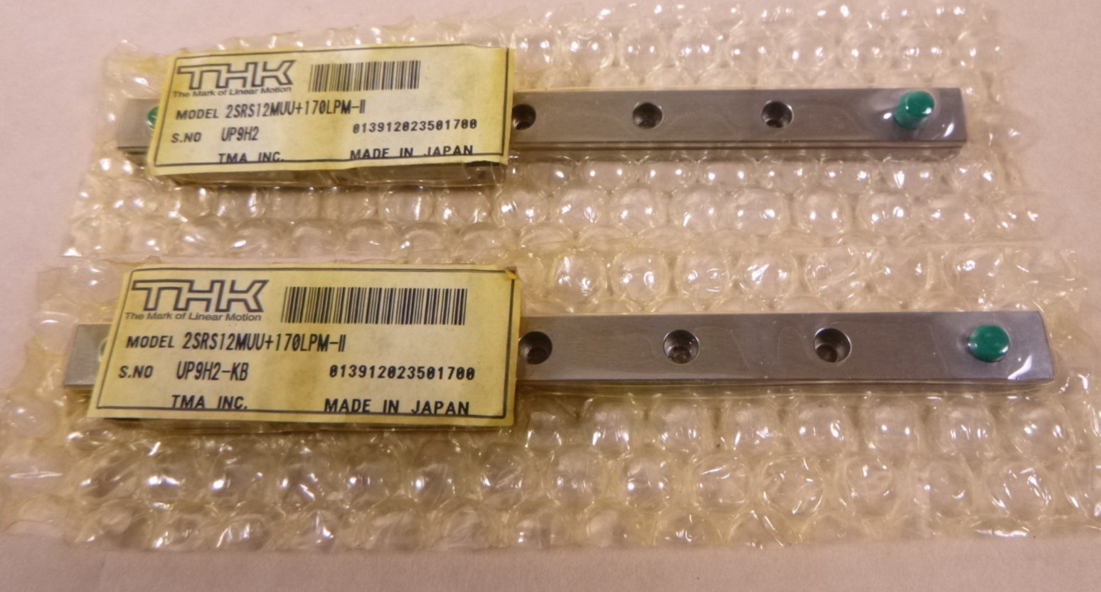 (2) THK SRS12M x 170mm Linear Rail , (4) SRS12M Guide , 2SRS12MUU+170LPM-II