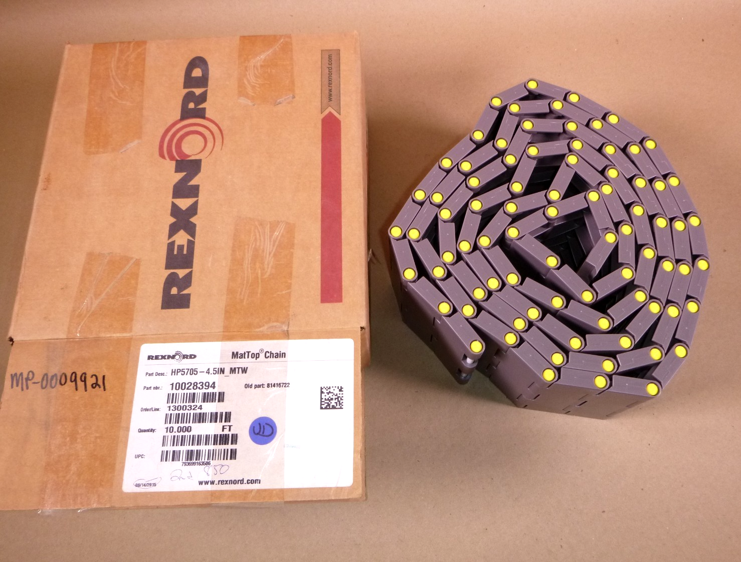10 Ft. Rexnord HP5705-4.5IN_MTW Brown High Performance Table Top Chain 10028394 | Industrial MRO Replacement Parts, Manufacturing Machine Parts &amp; Components, Heavy Equipment Parts Supplier
