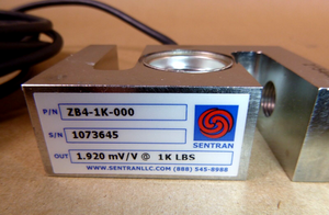 New Sentran ZB Load Cell ZB4-1K-000, 1000 Lbs. Load Cell, Serial # 1073645