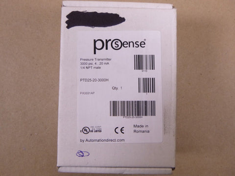 PROSENSE PTD25-20-3000H Pressure Transmitter, 0 To 3000 Psig Range 1/4" MNPT