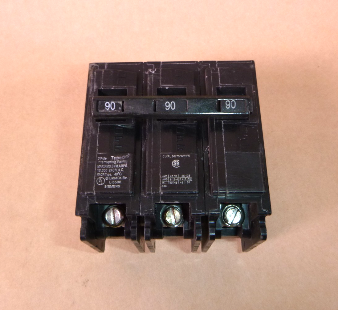 Q390 SIEMENS 90 AMP 240 VOLT 3 POLE CIRCUIT BREAKER