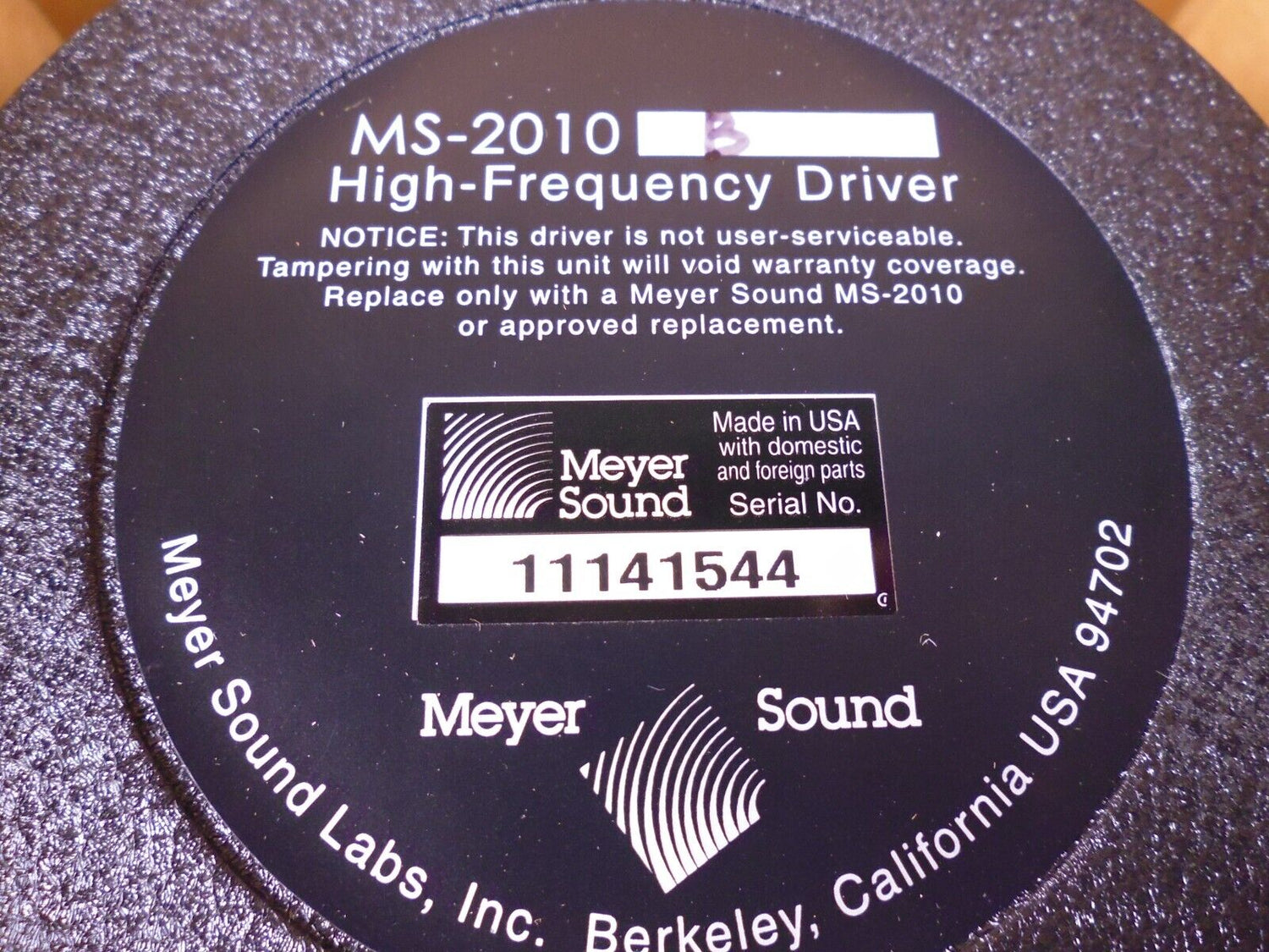 Meyer Sound MS-2010B High-Frequency Driver For SB-1 Beam , 40.071.254.01 | Electrical MRO Replacement Parts &amp; Components and Commercial Electrical Supplies Company