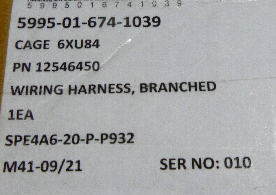 BRANCHED WIRING HARNESS USGI 12546450 , 5995-01-674-1039 | Replacement Truck Parts, Trailer Accessories, Automobile Supplies, Car Parts & Accessories